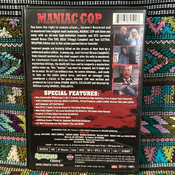 MANIAC COP ๐ DVD in excellent condition. Used. Cult classic Slasher Horror film - Picture 2 of 7